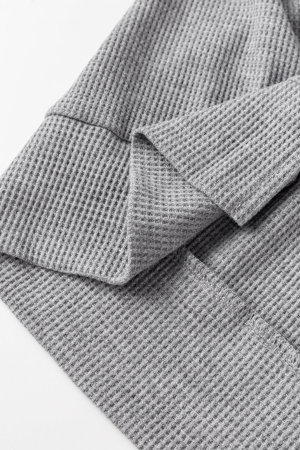 Grauer, übergroßer Kapuzenpullover mit Waffelstrick und Fleecefutter