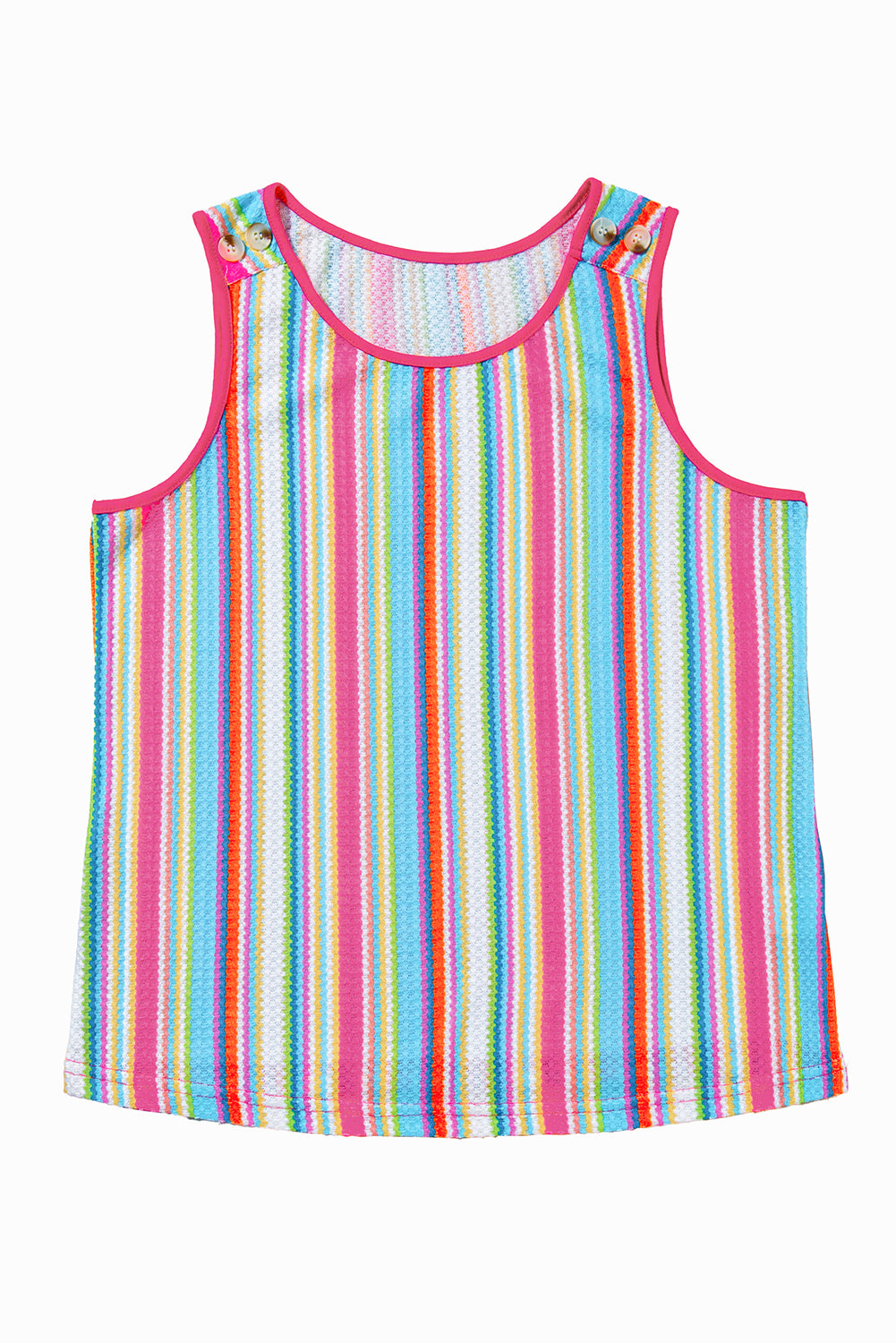Tanktop mit rosa Streifen und Regenbogen-Ösenmuster und Knopfdekor