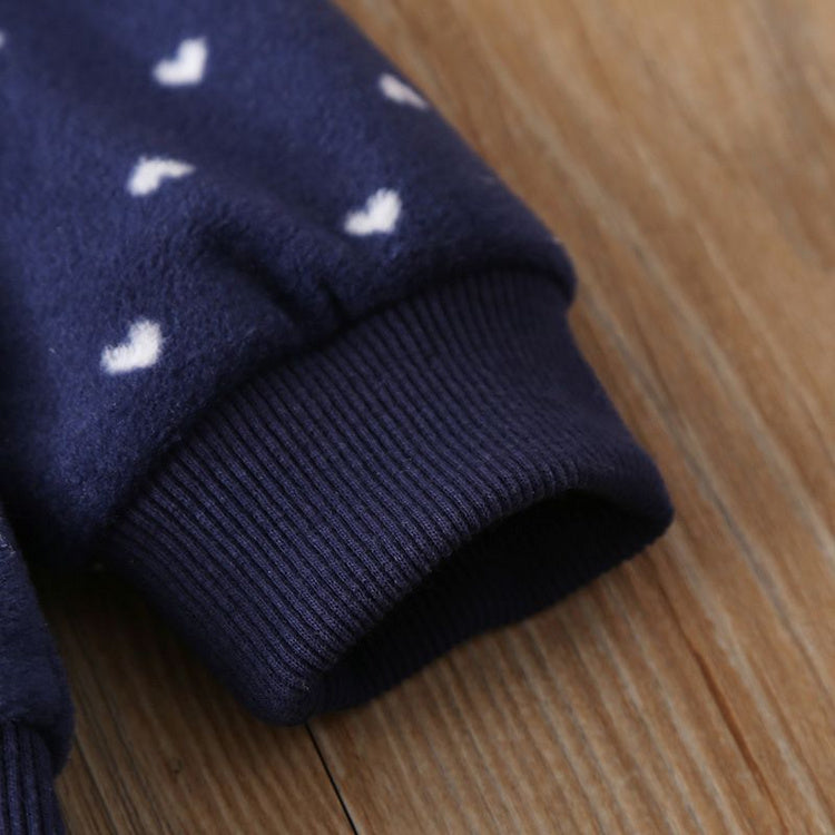 Herzförmiger Druck Kapuzenjacke mit Reißverschluss für Mädchen, langärmelig, warme Oberbekleidung, Kinderkleidung