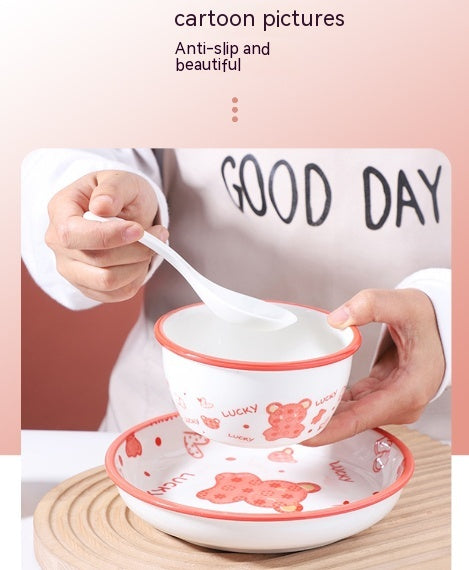 Cartoon Lucky Bear Ceramic Tableware Set