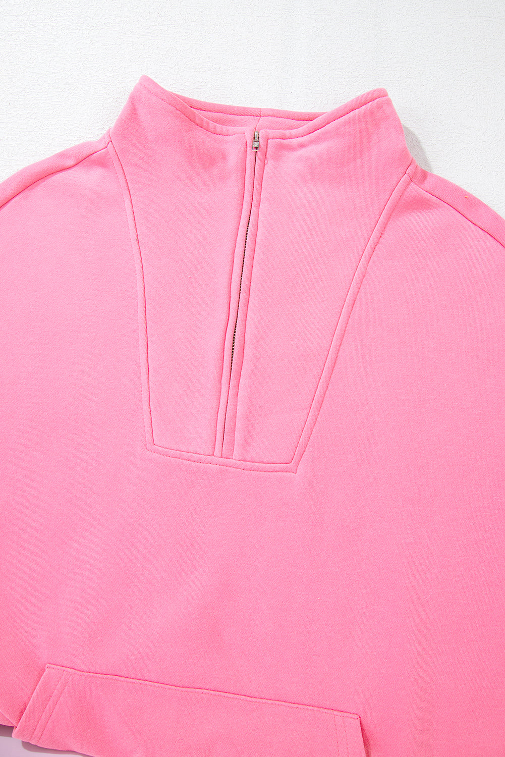 Bonbon Sweatshirt mit Reißverschluss und Stehkragen und Kängurutasche