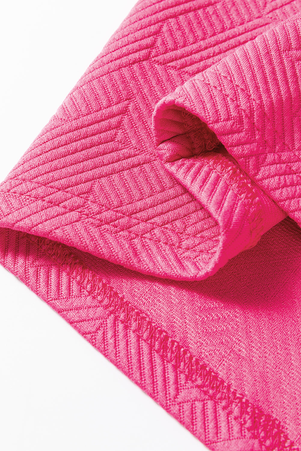 Rosarotes Set aus strukturiertem Oberteil und Hose mit Puffärmeln