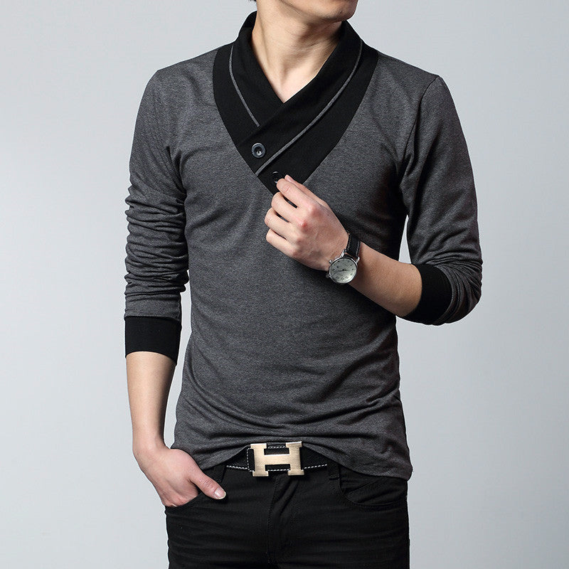 Neu Frühling und Herbst herren Langarm t-Shirt herren Kleidung V-ausschnitt