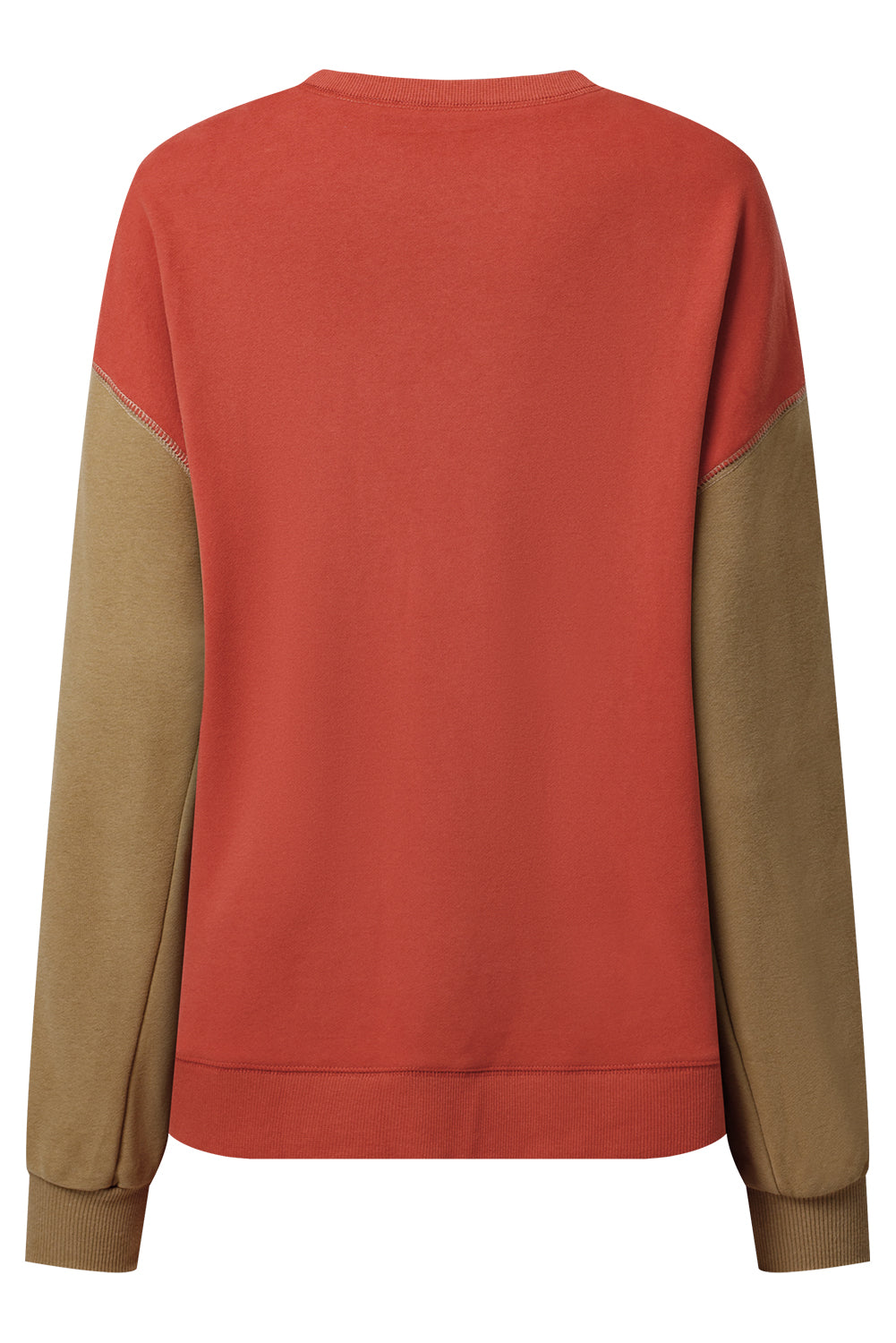 Gold Flame Zweifarbiges Patchwork-Pullover-Sweatshirt mit überschnittener Schulter