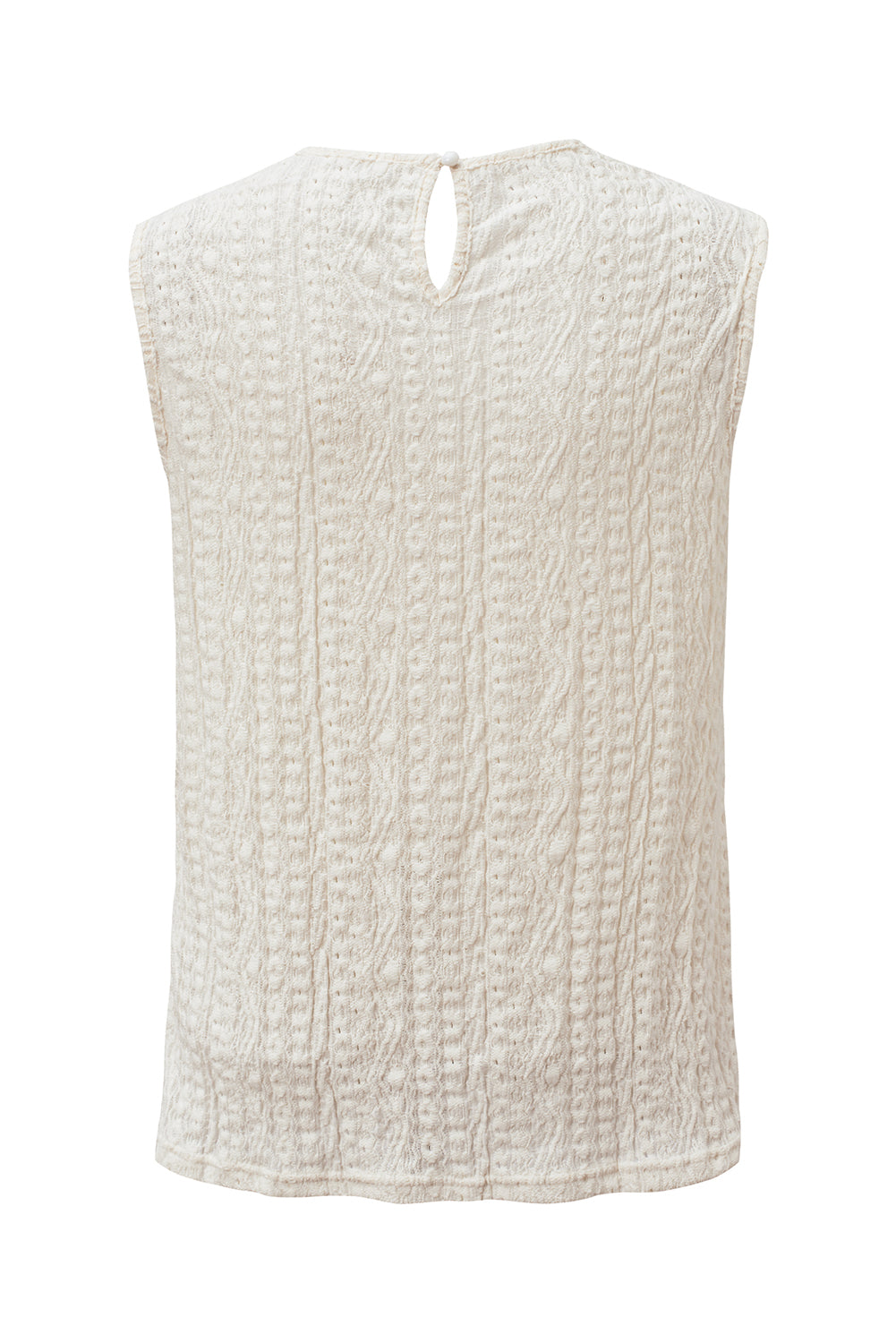 Aprikosenfarbenes Tanktop mit gehäkelter Guipure-Spitze und Schlüsselloch-Rücken