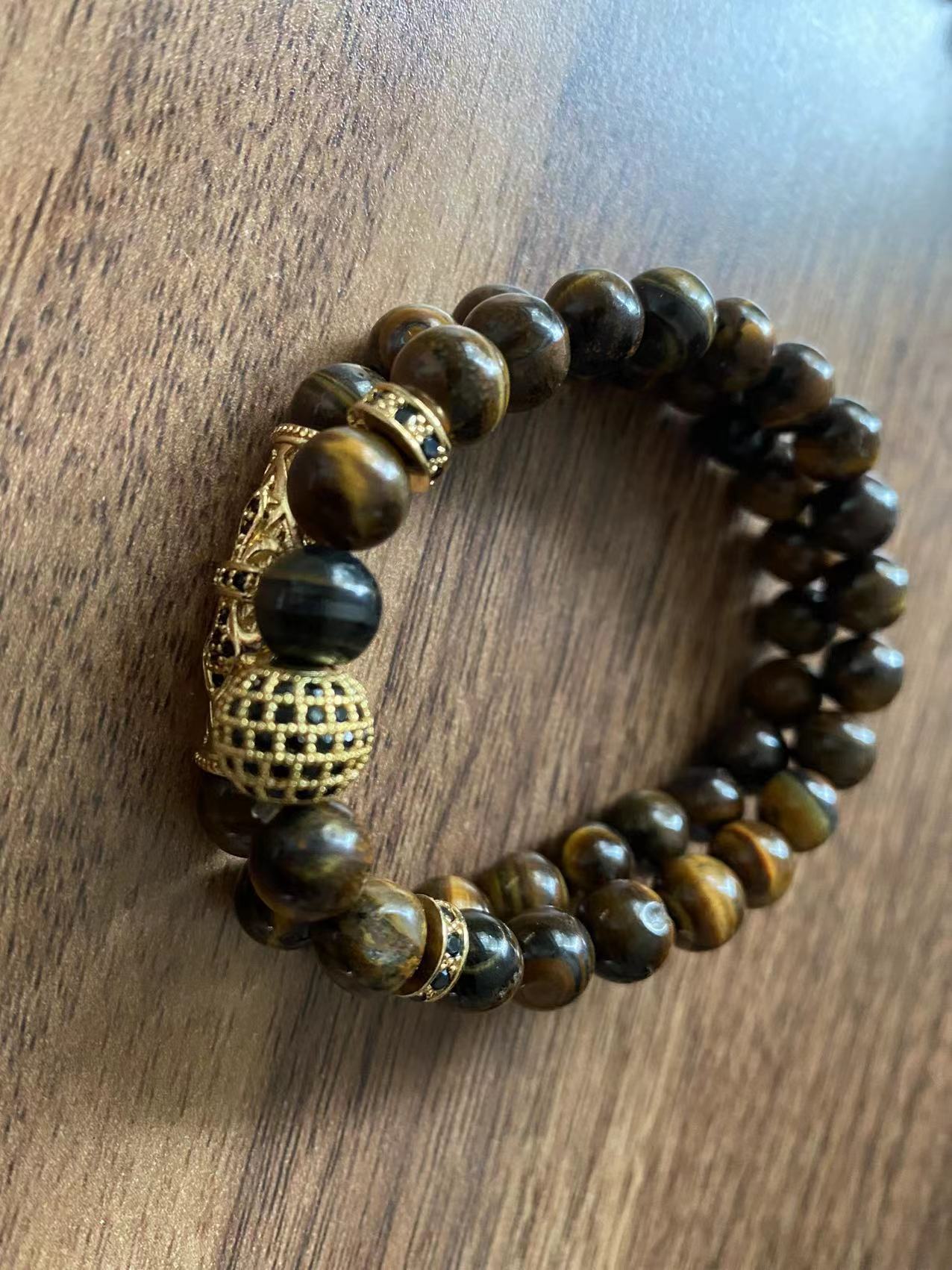 Mikro-eingelegtes Kupferarmband aus natürlichem Tigerauge