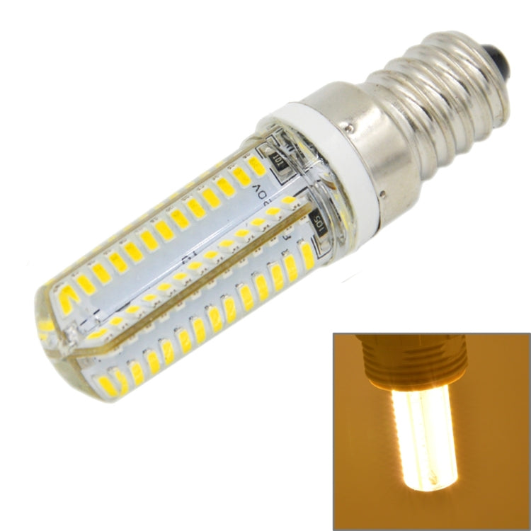 E14 5W 400LM 104 LED SMD 3014 Silicone Corn Light Bulb, AC 220V (Warm White Light), 5W