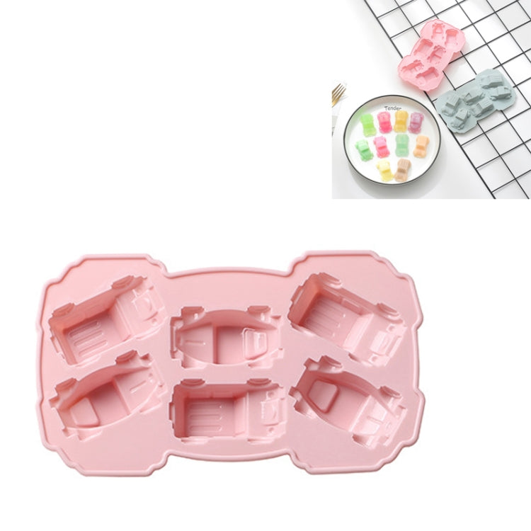 6 PCS Kreative Kuchen-Schokoladenform 3D-Auto-Cartoon-Haushalts-Silikon-Backform für Eiswürfel, 3D-Autoform (blau), 3D-Autoform (pink)