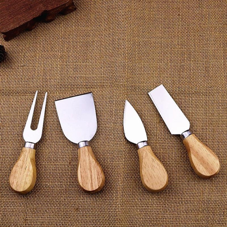 4-teiliges Käsemesser-Set aus Edelstahl mit Bambusgriff, Käsehobel, Holzgriff, Käsemesser-Set, Cutter, 4-in-1-Käsemesser