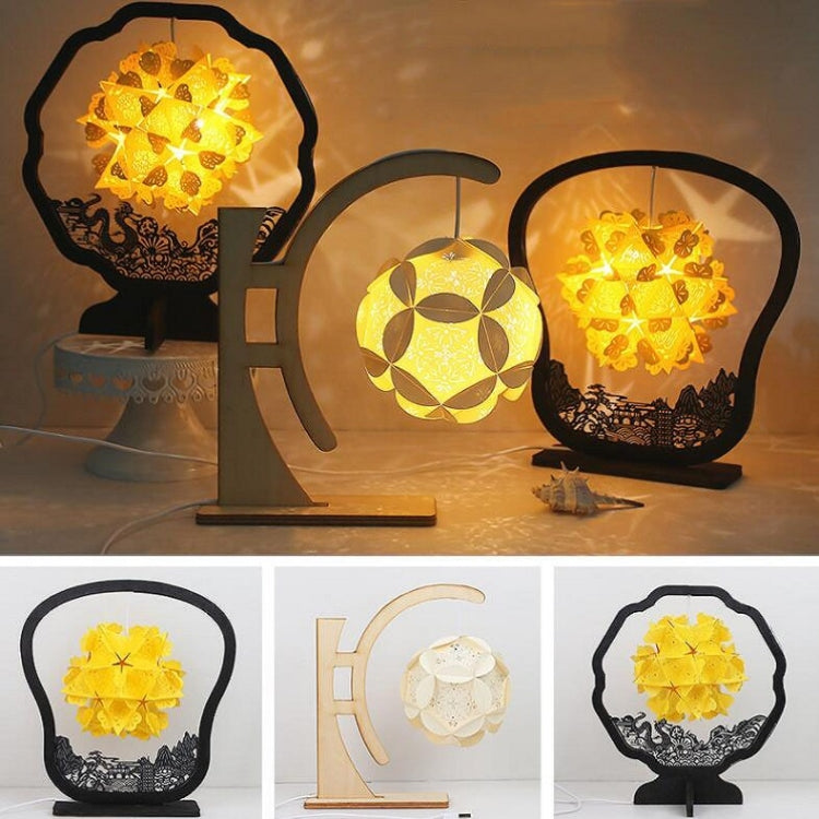Papierkunst Licht und Schatten Papierschnitzlampe DIY handgemachte kreative kleine Tischlampe, rund, fächerförmig, bogenförmig