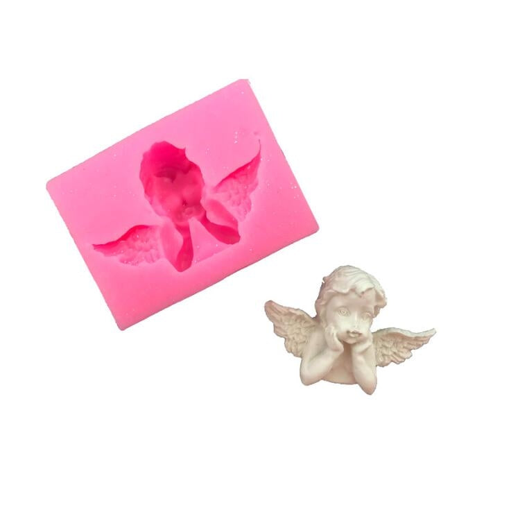 2 PCS Angel Shape Fondant Cake Silicone Mold Aroma Soft Clay Clay Gypsum Plastic Decoration, Angel Shape