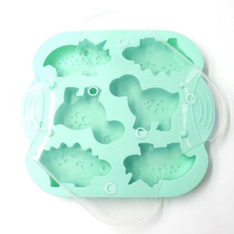 DIY 6 Gitter Silikon Dinosaurier Kuchenform Babynahrung Ergänzung Form Backen Werkzeuge, Rosa, Hellgrün