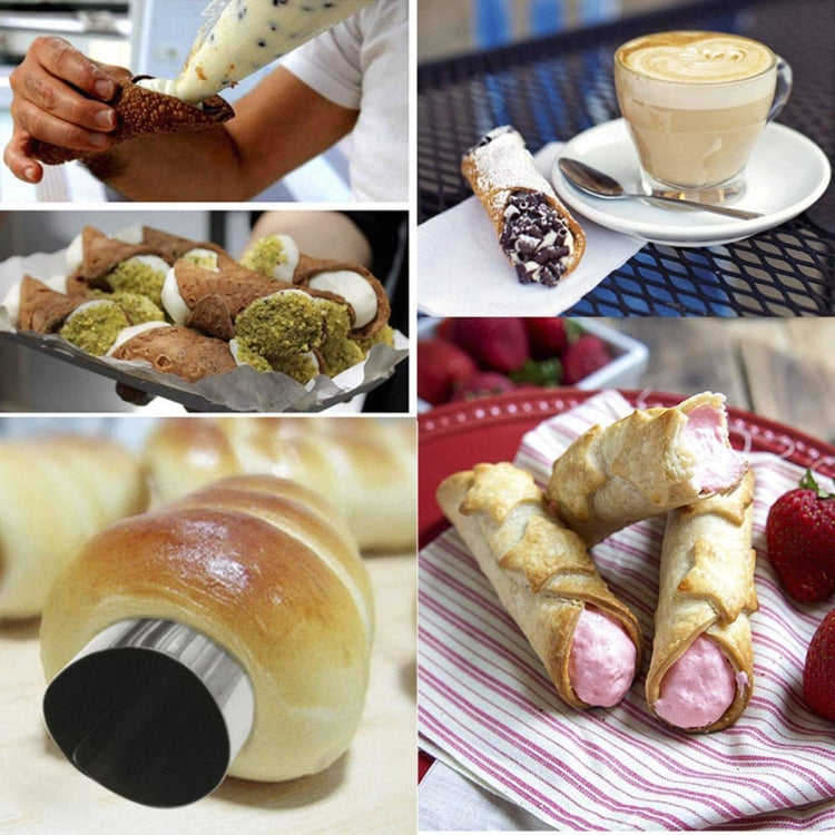 20 Stück schräge Doppelkopf-Croissantform aus Edelstahl mit großer Spiralröhre, antihaftbeschichtet, Croissant-Werkzeug, 20 Stück