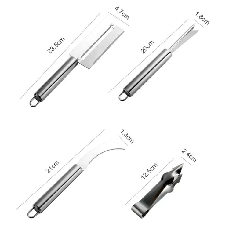 4 in 1 Ananasmesser aus Edelstahl, Obstmesser, Zuckerrohrschäler, Ananasmesser