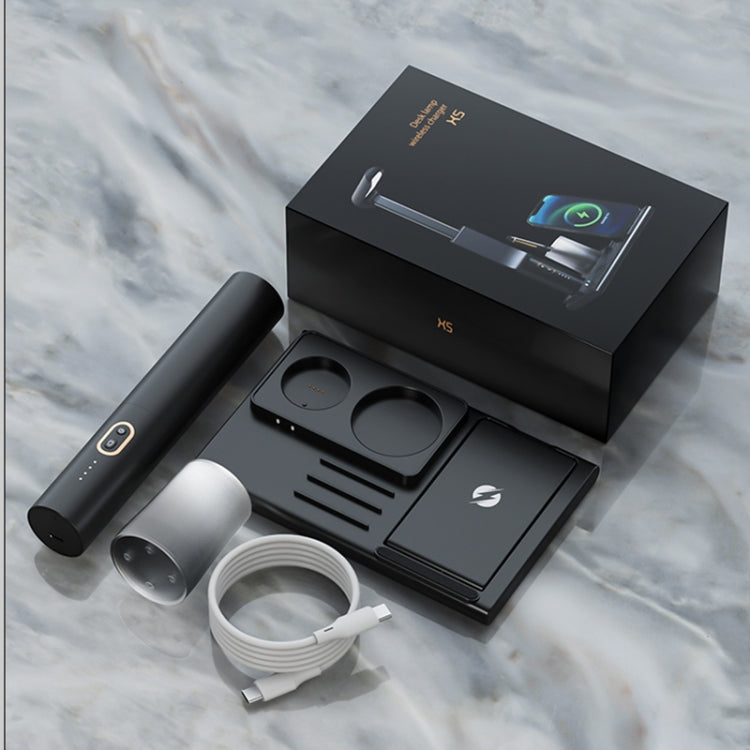 X5 15W Wireless Charging Folding Desk Lamp Phone Stand with Pen Holder, X5 White