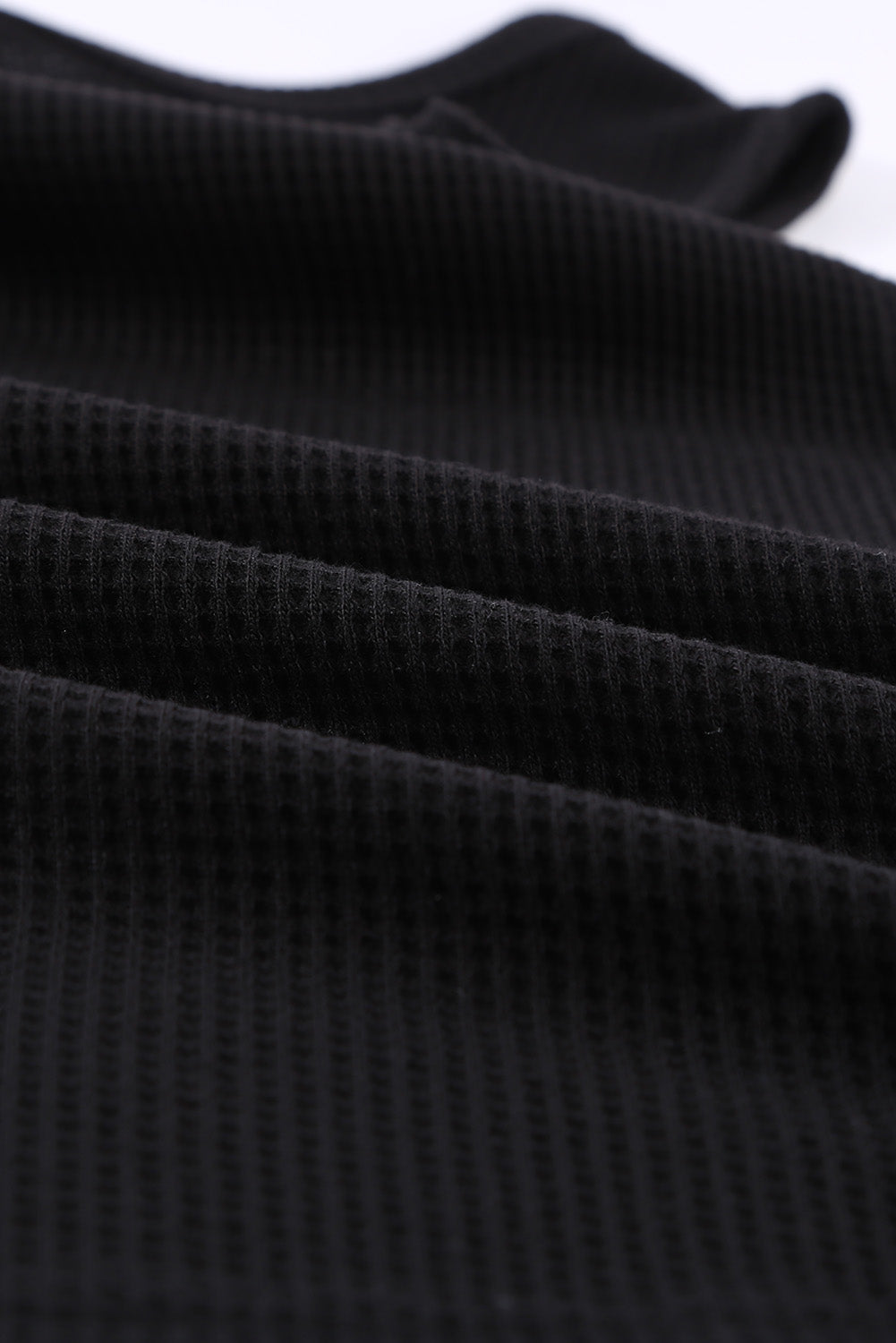 Black Crew Neck Waffle Tank Top