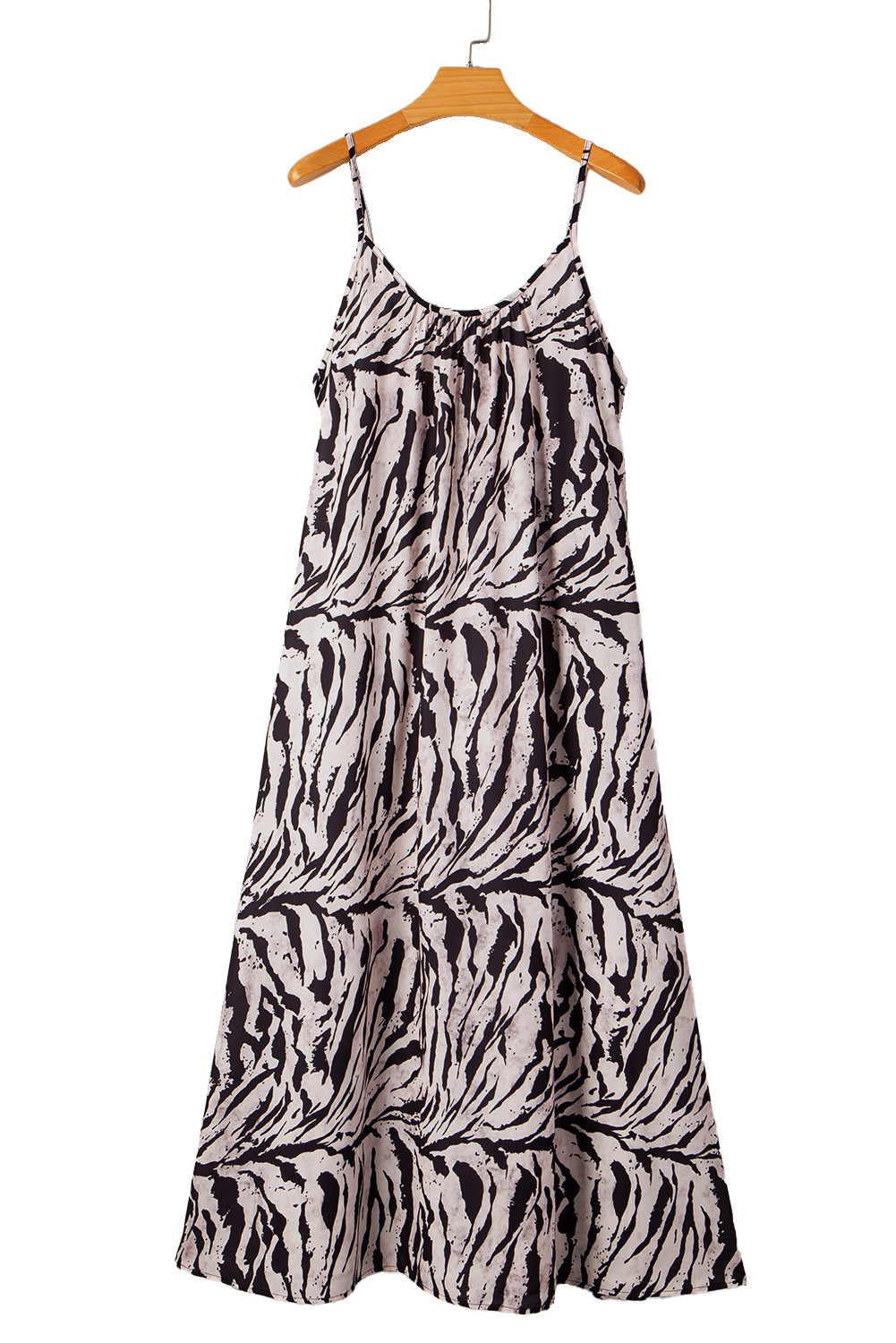 Schwarzes, lockeres Maxi-Sommerkleid im Boho-Stil mit offenem Rücken und abstraktem Print