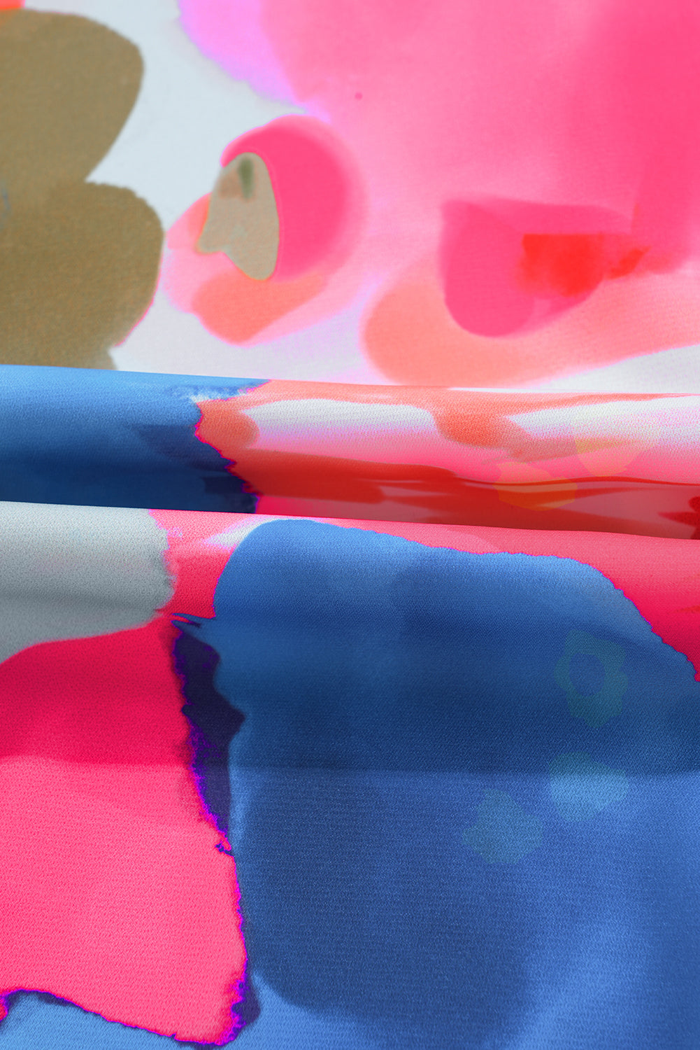 Hemd mit Rüschen und Puffärmeln und abstraktem Rosendruck