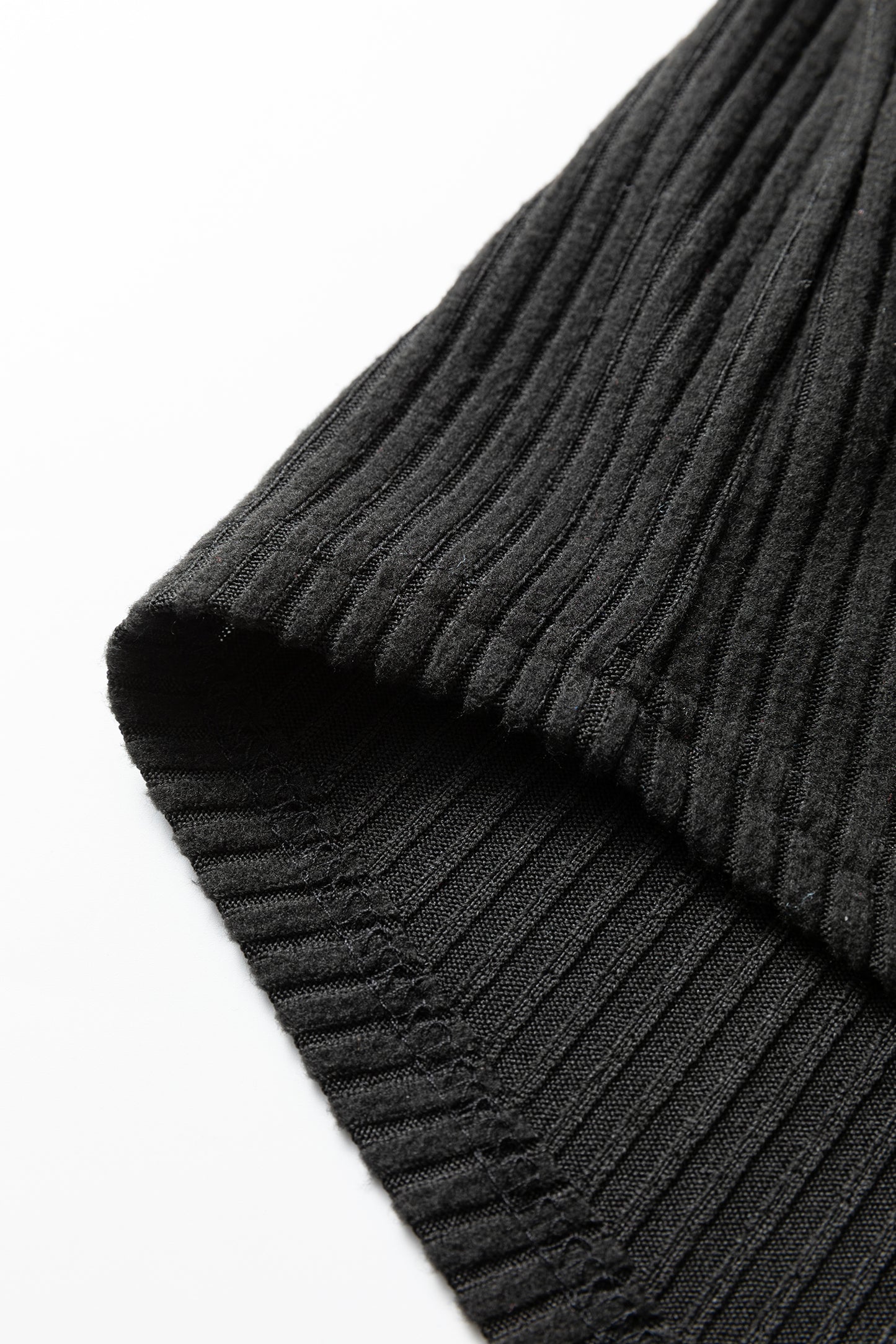 Black Ribbed Notched Neck Knit Long Sleeve Leggings Two Pieces Lounge Set