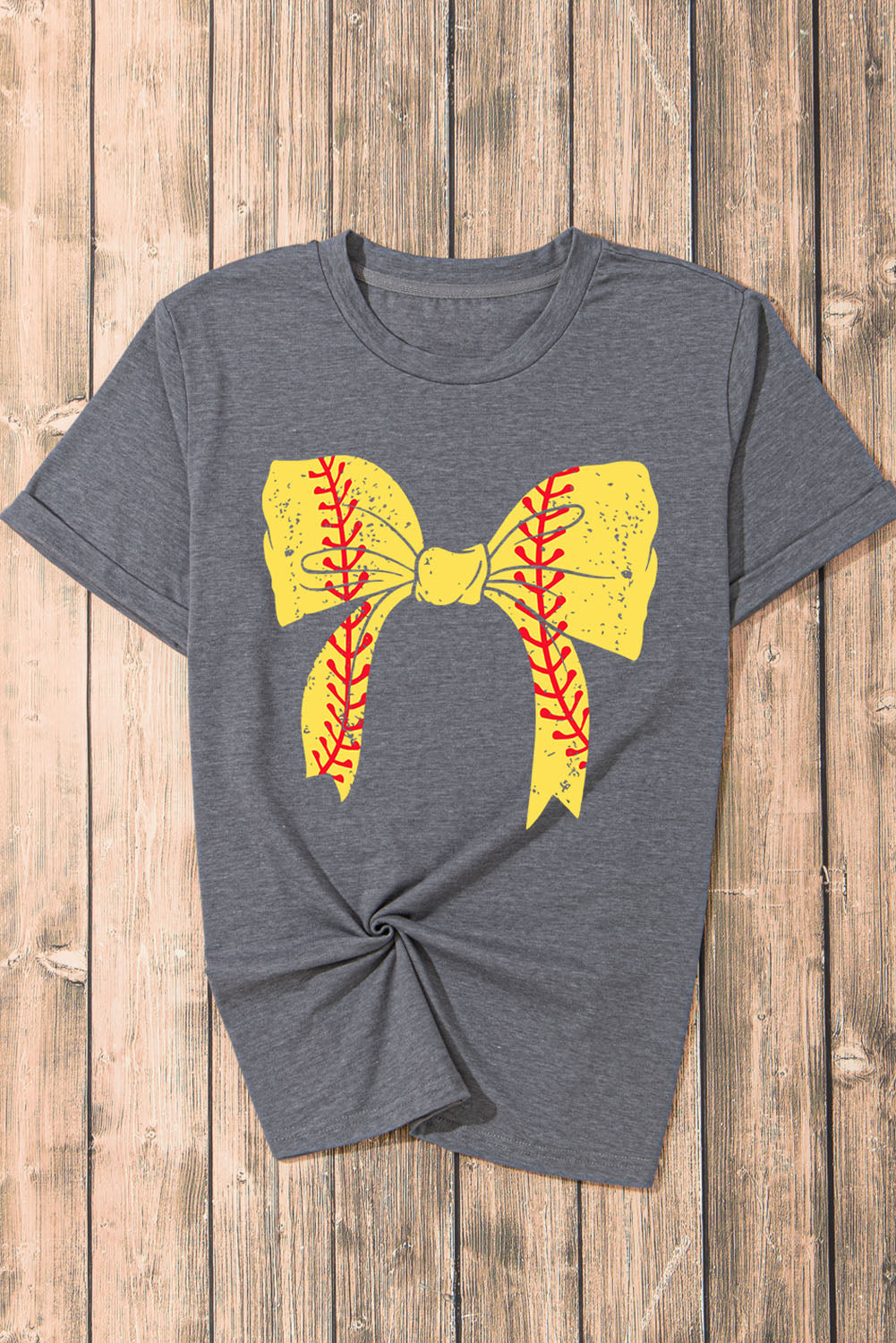 Lässiges Baseball-T-Shirt mit Schleife und Grafik