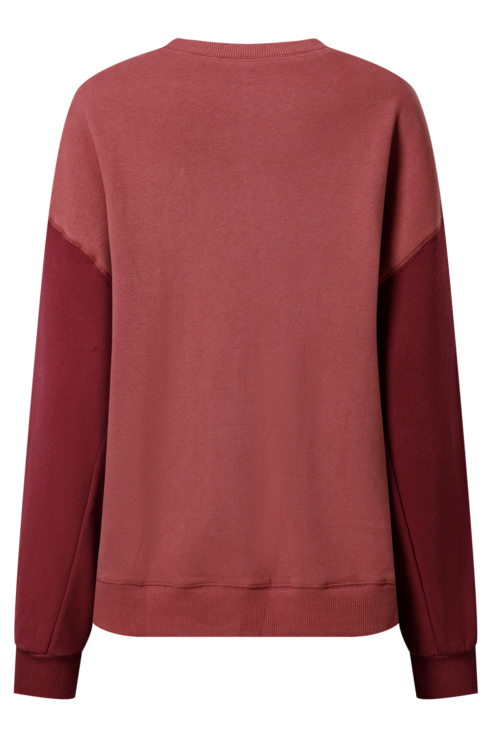 Mineralrotes zweifarbiges Patchwork-Pullover-Sweatshirt mit überschnittener Schulter