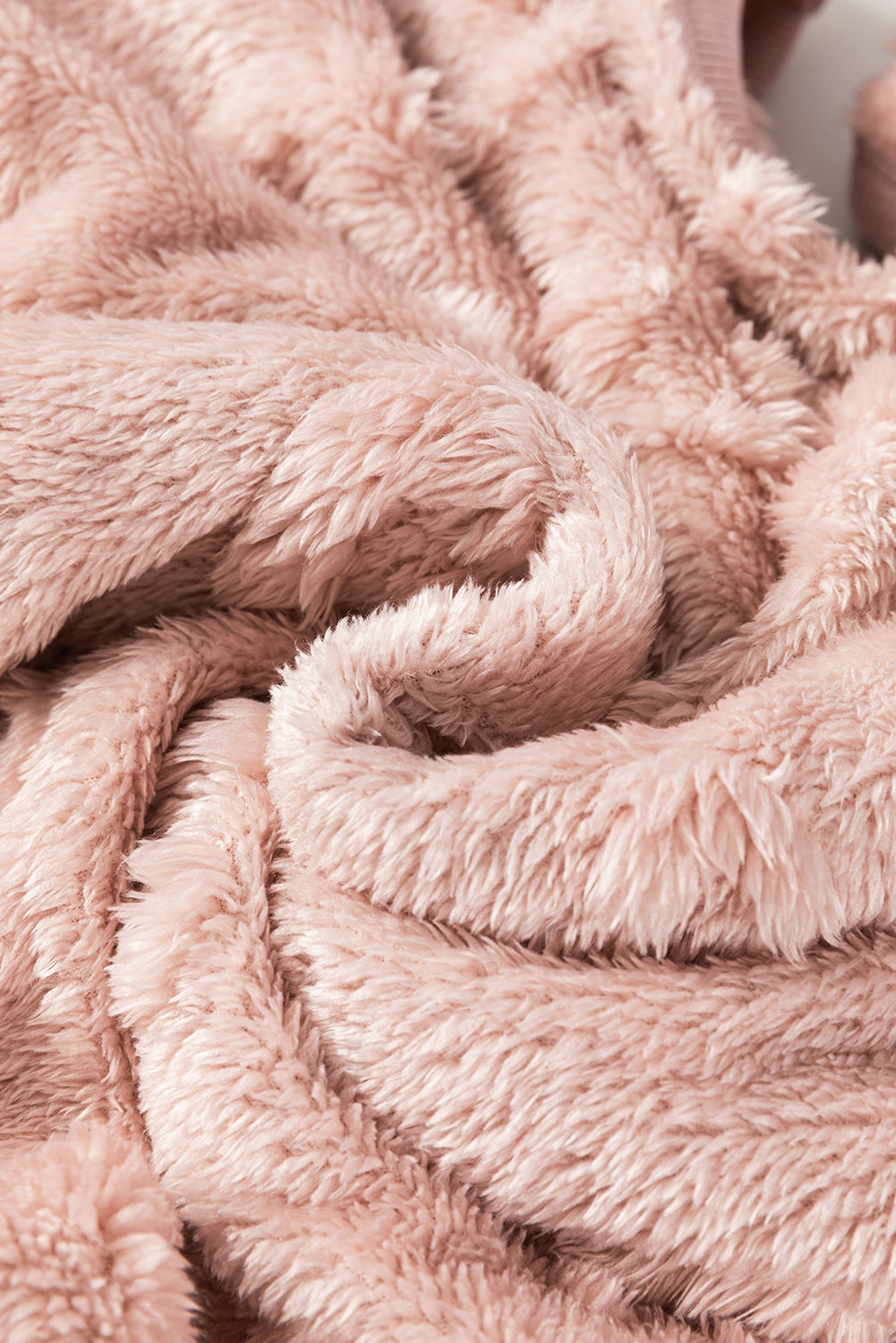 Hellrosa, strukturiertes, lockeres, zweiteiliges Lounge-Set aus Fleece mit Leopardenmuster