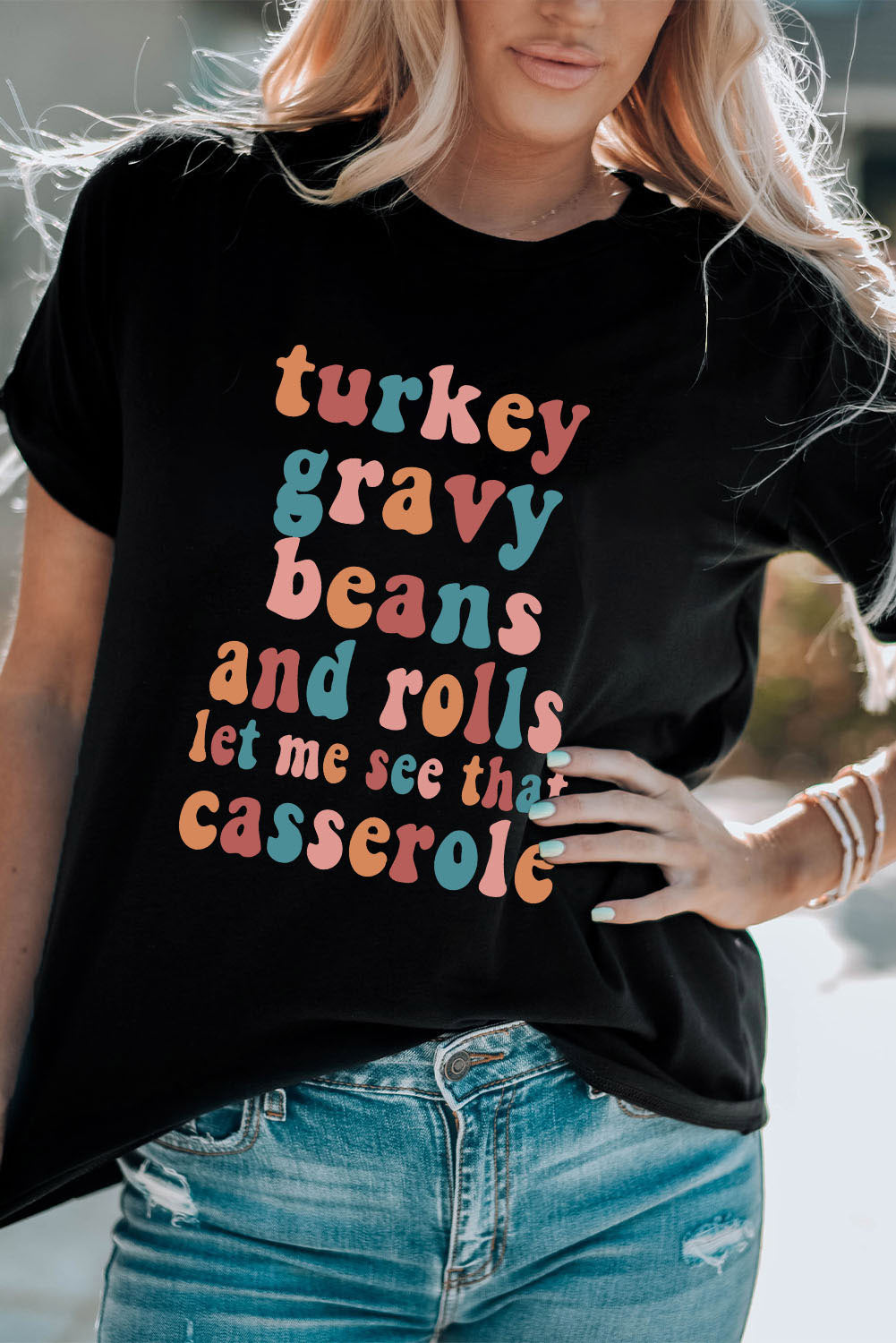 Schwarzes T-Shirt mit Food Lovers-Slogan und Grafik