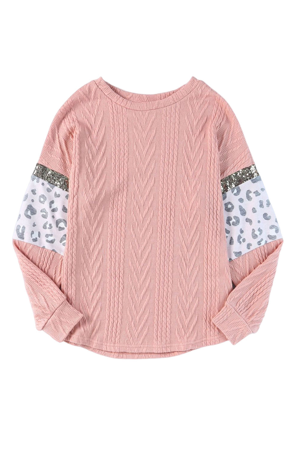 Rosa Strickoberteil mit Leopardenmuster und Pailletten