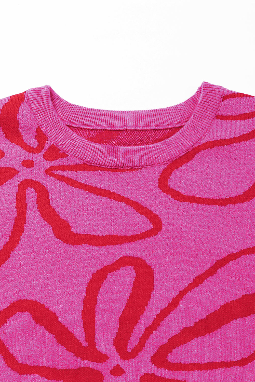 Ärmelloses Stricktop mit Blumenmuster und Knopfleiste in leuchtendem Pink