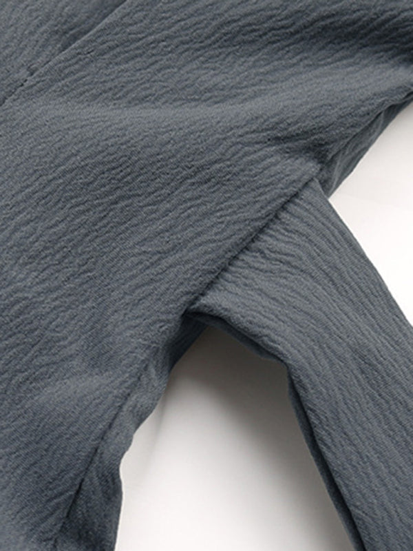 Einfarbiges Hemdkleid mit langen Ärmeln und Knöpfen für Damen