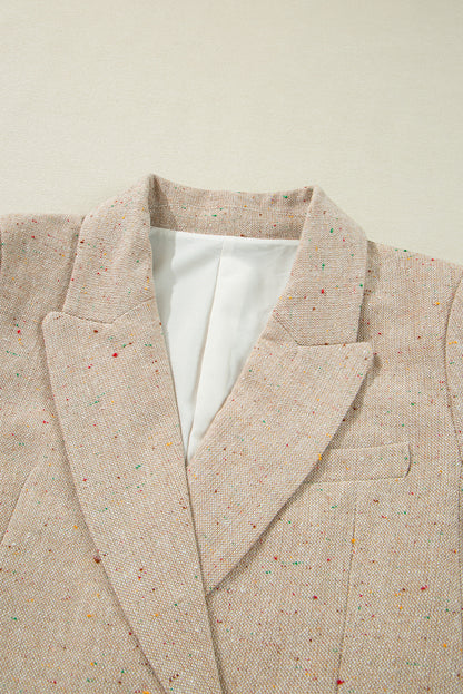 Elegante, einreihige Anzugjacke in Haferflockenfarbe