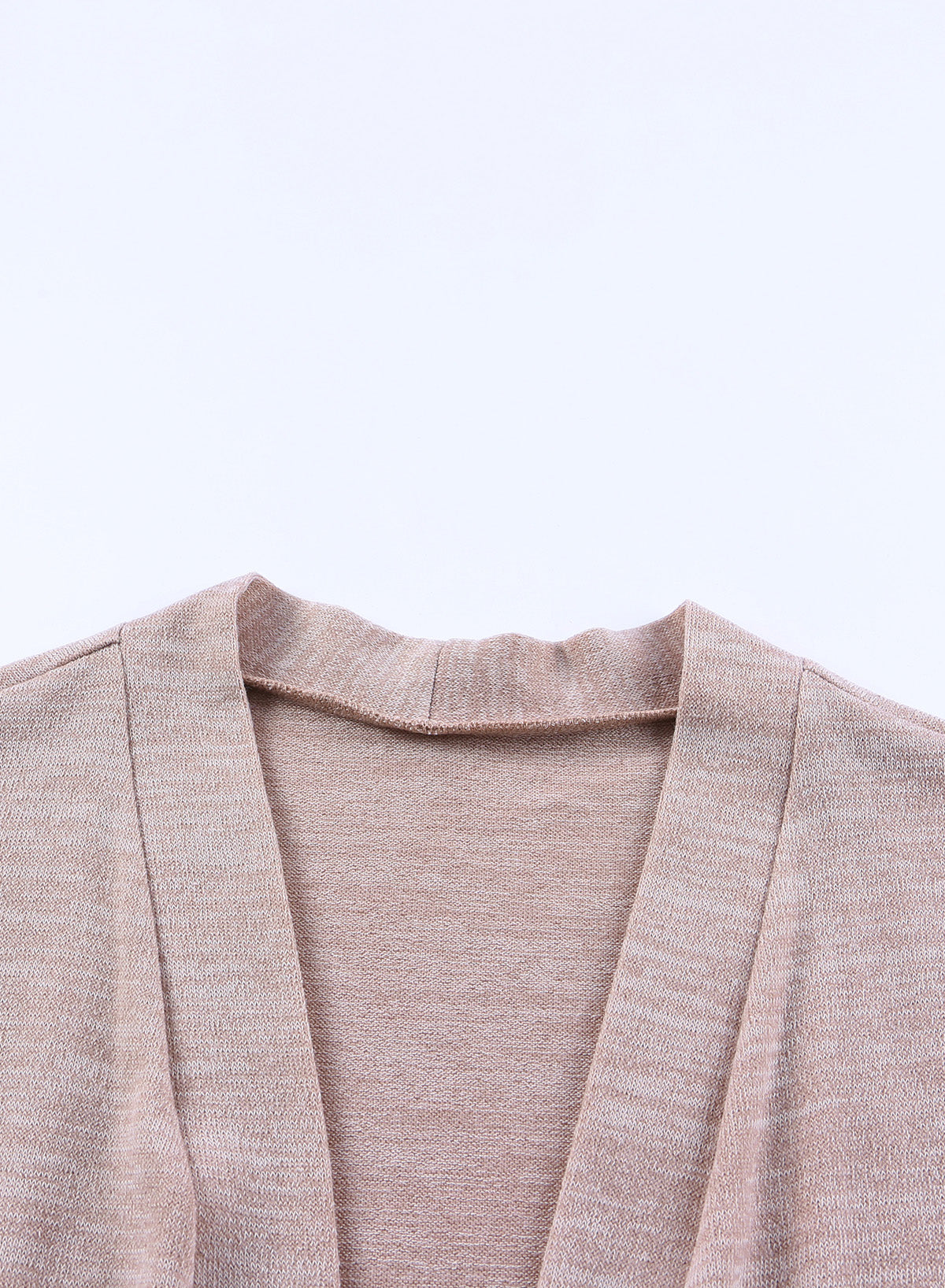 Rosa Tunika-Strickjacke mit offener Vorderseite und Taschen