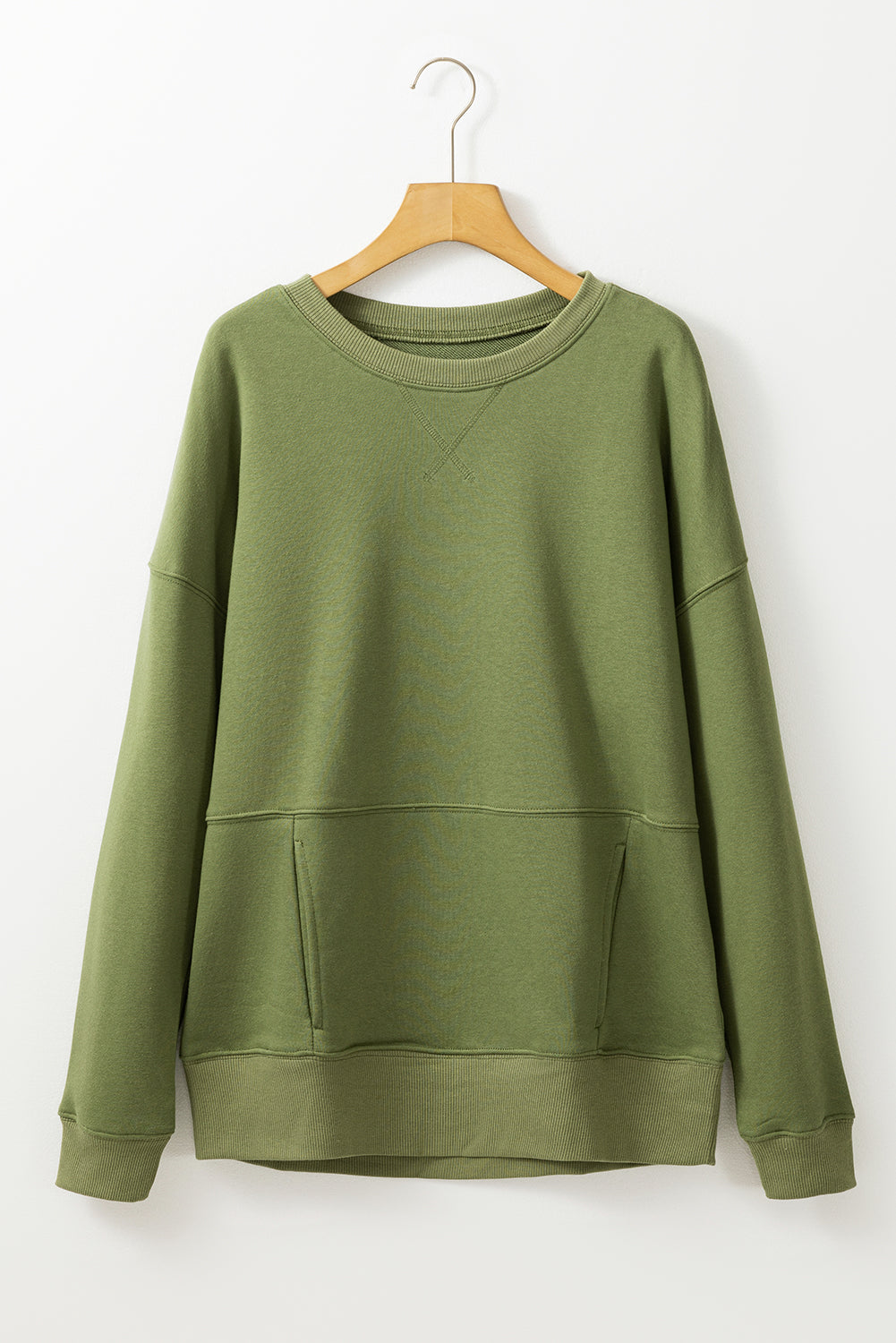 Vineyard Green – Lockeres Sweatshirt mit überschnittenen Schultern und überkreuzten Nähten