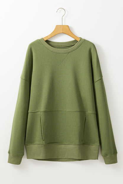 Vineyard Green – Lockeres Sweatshirt mit überschnittenen Schultern und überkreuzten Nähten