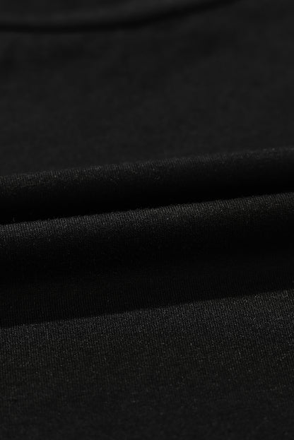 Black Plus Size Striped Leopard Patch Sleeve Ruffle Tiered Dress