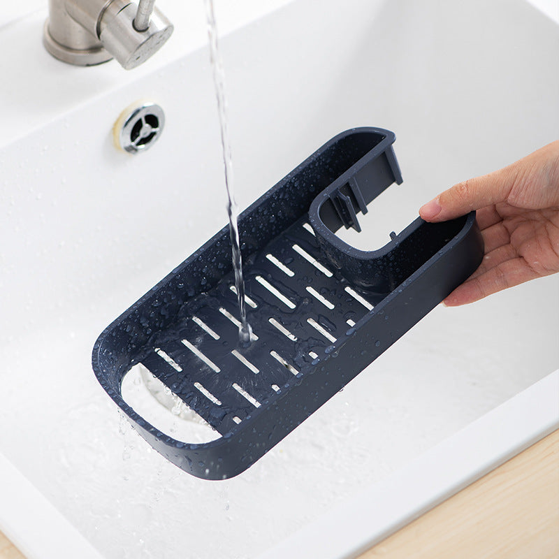 Waschbeckenregal, Seifen- und Schwammabtropfgestell, Aufbewahrungskorb, Tasche, Wasserhahnhalter, verstellbarer Badezimmerhalter, Waschbecken, Küchenzubehör