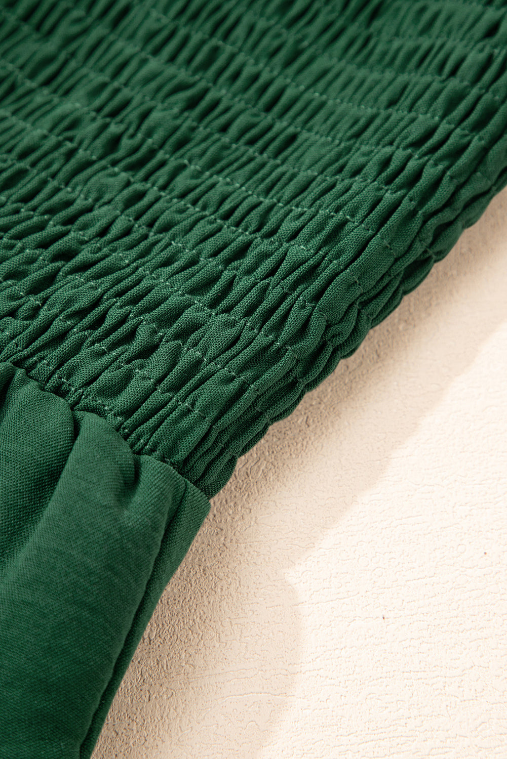 Green Smocked Sleeveless Wide Leg Jumpsuit with Pockets