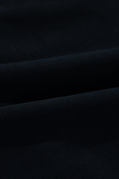 Schwarzes Sweatshirt mit Viertelreißverschluss, Stehkragen und Kängurutasche
