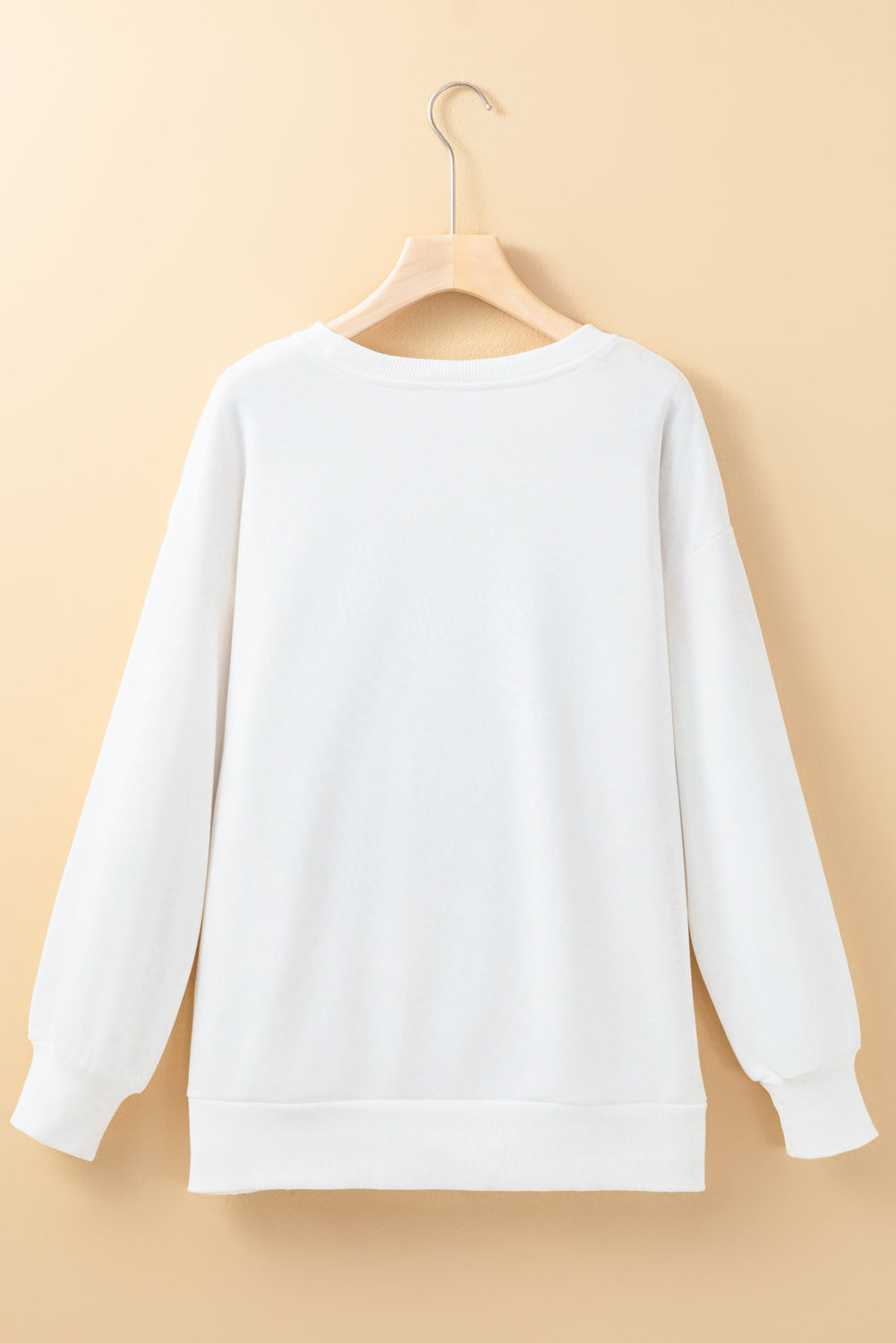 Weißes Lametta-Sweatshirt mit Game Day-Grafik und überschnittener Schulter