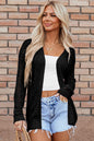 Schwarzer, einfarbiger Cardigan mit offenem Saum