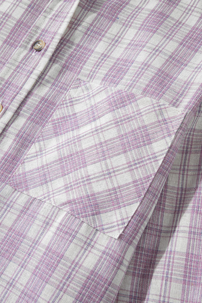 Locker geschnittene Shacket mit Kapuze und Karomuster in Rosa