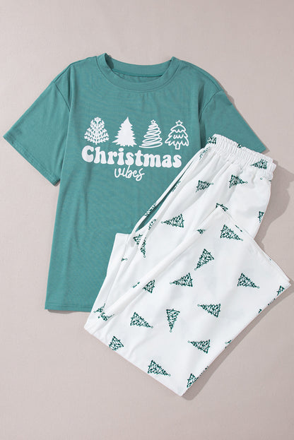 Skobeloff Lounge-Set aus T-Shirt und Hose mit Weihnachtsbaum-Print