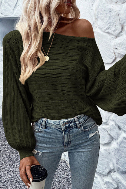 Strukturierter Strickpullover mit Ösen und Ärmeln im Jungle Green Lantern-Stil
