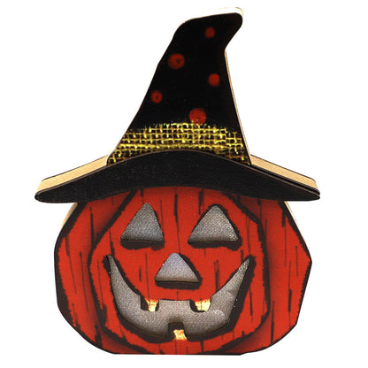 Kreative Halloween-Kürbislampe aus Holz, Halloween-Dekorationen