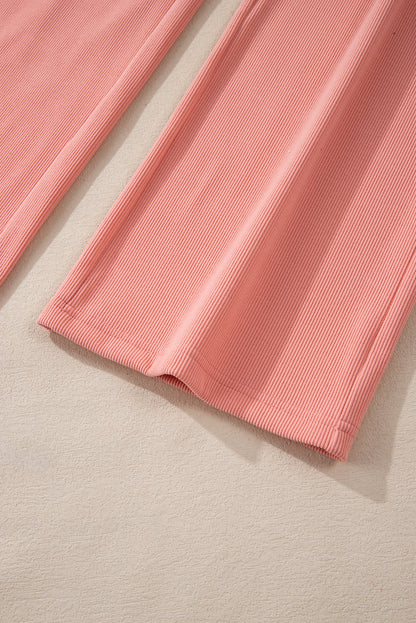 Blossom – Zweiteiliges Lounge-Set aus Rippstrick mit überschnittener Schulter und Taschen