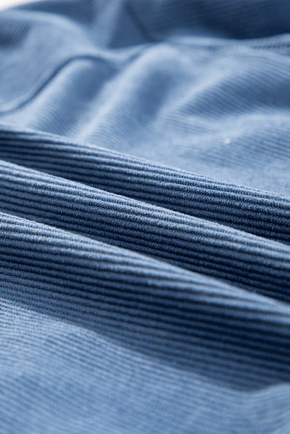 Echte blaugrüne Cordjacke mit Kordelzug, Kapuze und Reißverschluss