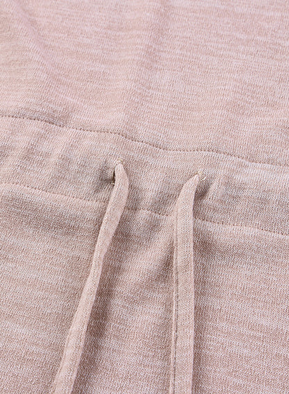 Rosa Tunika-Strickjacke mit offener Vorderseite und Taschen