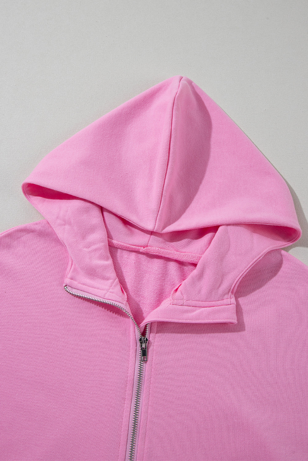Bonbon Kurzarm-Kapuzenpullover mit halbem Reißverschluss und Kängurutasche
