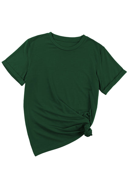 Grünes, lässiges, schlichtes T-Shirt mit Rundhalsausschnitt