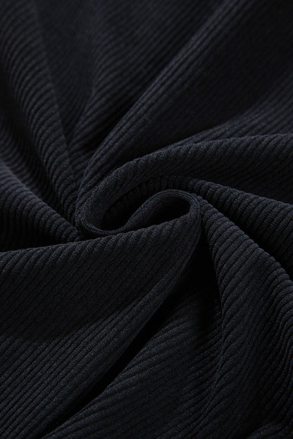Schwarze Cordjacke mit Kapuze, Kordelzug und Taschen